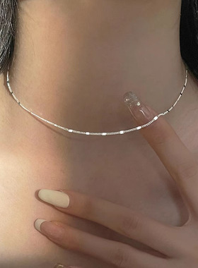 杭潮闪片链女款轻奢锁骨链气质裸链颈链925纯银新款精致独特项链