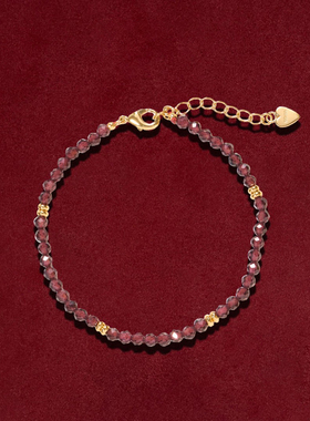 花火酒红串珠手链轻奢复古百搭