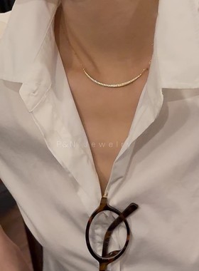 2025新款微笑闪钻项链锁骨链轻奢