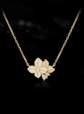 法国永恒四时花925纯银项链女款