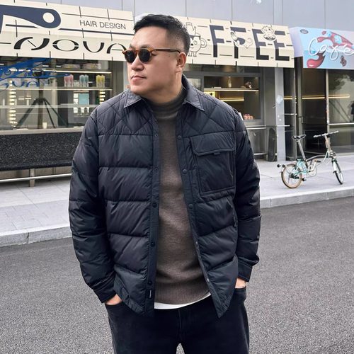 DAEVU大码衬衫领轻薄羽绒服