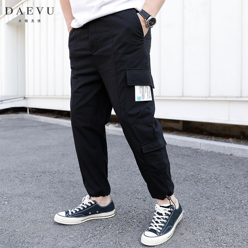 daevu春新款年青大号潮加肥卫裤