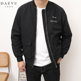 DAEVU春秋新款韩版棒球领大号潮胖子加肥加大码男士短款夹克外套