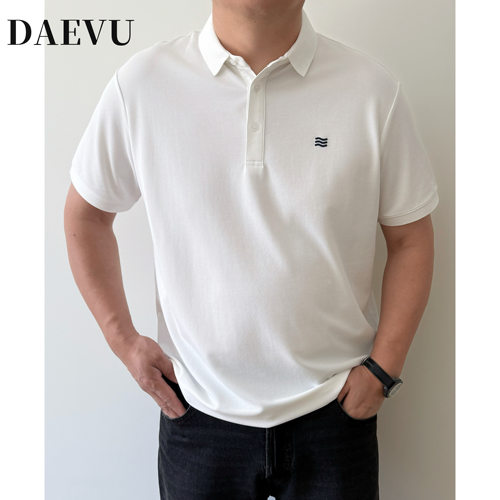 DAEVU夏季大码男装简约加肥加大男士商务休闲翻领t恤短袖polo衫