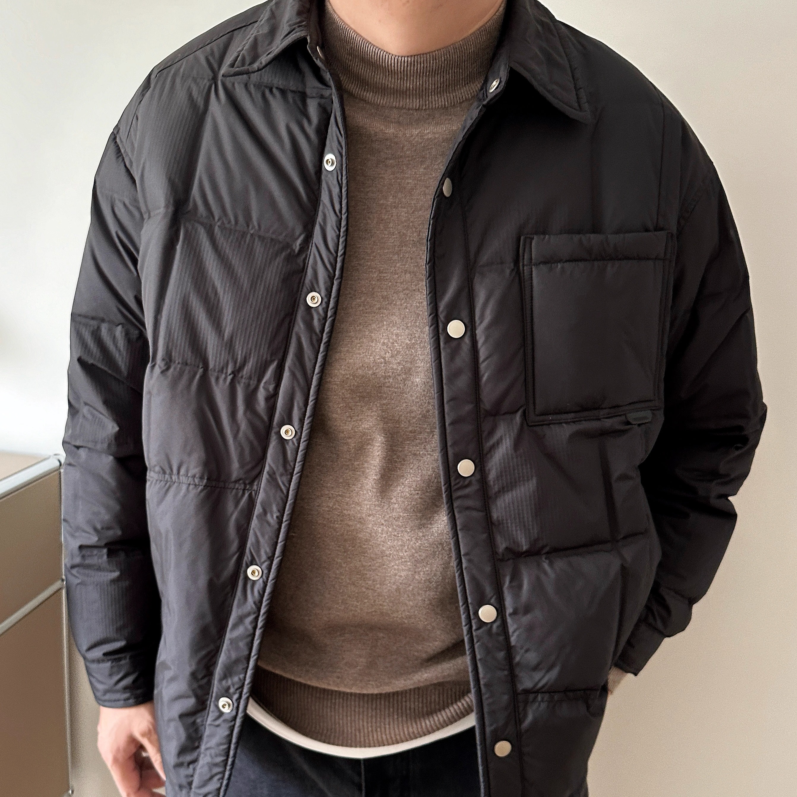 DAEVU衬衫版加肥加大轻薄羽绒服