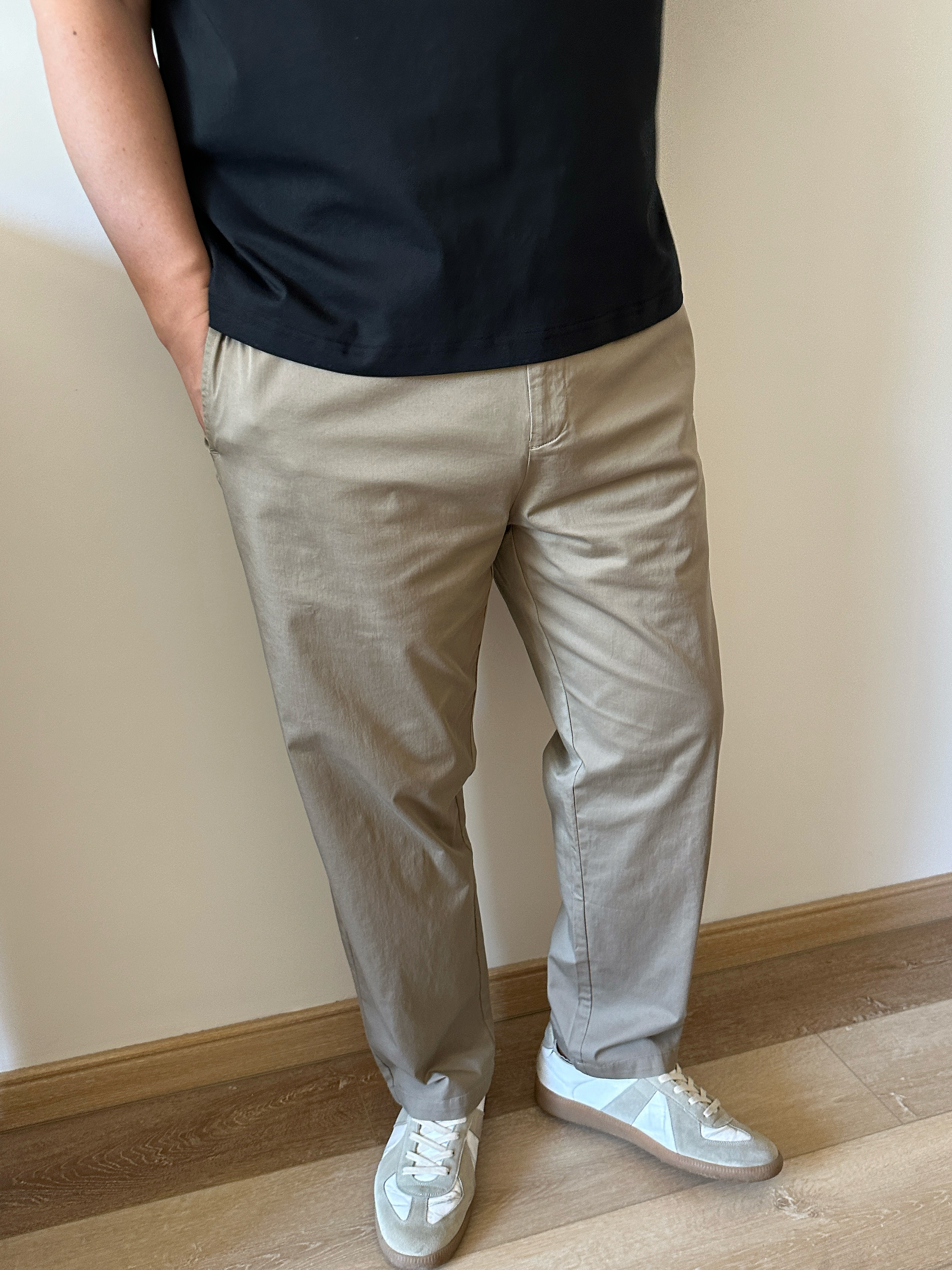 DAEVU夏季大码男装薄料日系卡其宽松胖子加肥加大男士棉布休闲裤