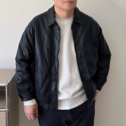 大依无忧加肥加大翻领皮衣夹克
