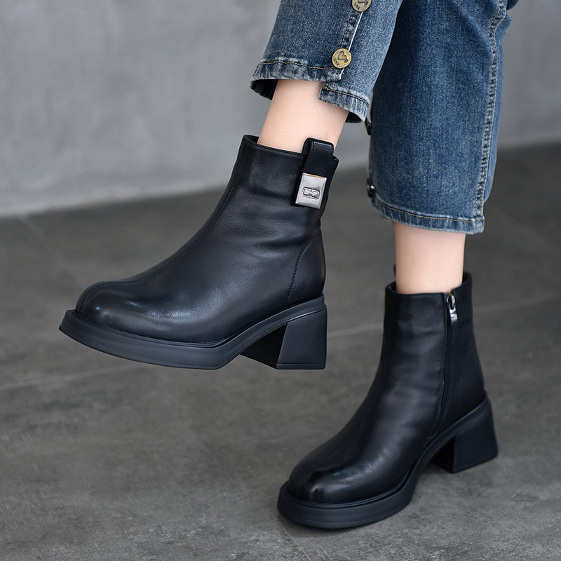 天妮格马丁靴无内里橡胶短靴真皮