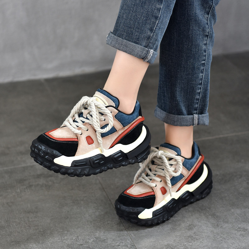 2025春季新款运动休闲女鞋厚底轻底拼色老爹鞋低帮单鞋加绒棉鞋女,女鞋,老爹鞋,淘宝优惠券,粉丝福利购,淘宝优惠卷