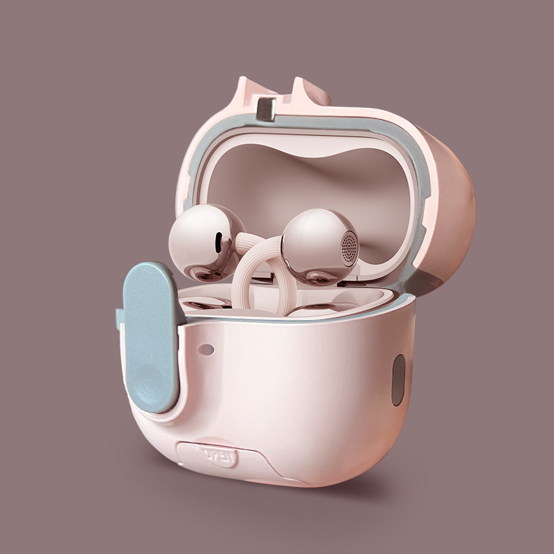 华为freeclip2耳机保护壳clip自动弹盖带锁扣一体式耳机套适用华为蓝牙耳机Clip二代耳夹款粉色壳女硅胶软壳