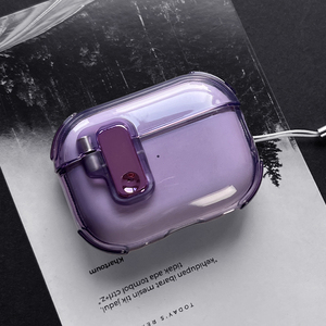 适用苹果耳机保护套透明软壳AirpodsPro3耳机壳高档airPods4代保护壳蓝牙耳机套高级感紫色2四代降噪版ipods4