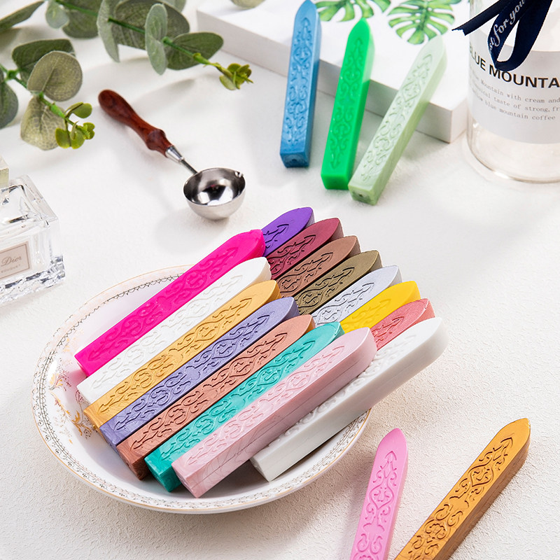 火漆蜡条箭纹鸢尾花纹无芯条形蜡棒印章蜡封信封礼物全色系蜡条