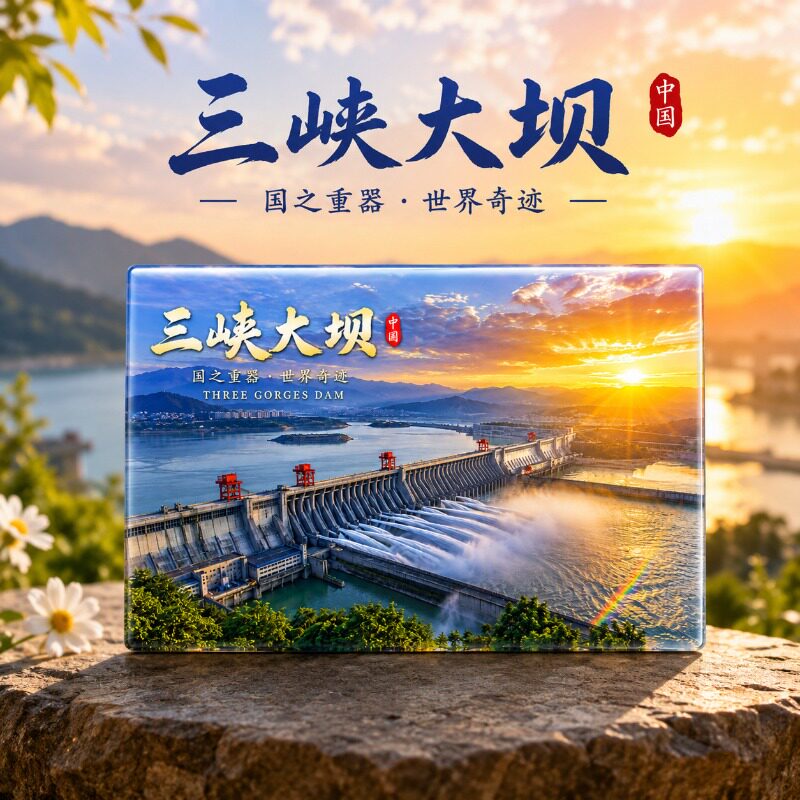 长江三峡大坝水晶玻璃冰箱贴旅行景点爆款文创纪念伴手礼送朋友