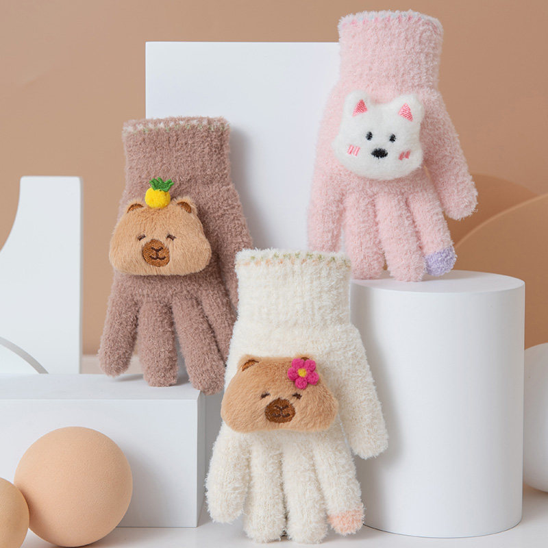 卡皮巴拉儿童五指手套男童女孩五指秋冬季卡通中大童宝宝骑行防寒,服饰配件/皮带/帽子/围巾,手套,淘宝优惠券,粉丝福利购,淘宝优惠卷