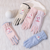 三丽鸥儿童五指手套女童冬保暖库洛米防水防滑亲子露两指女士大童