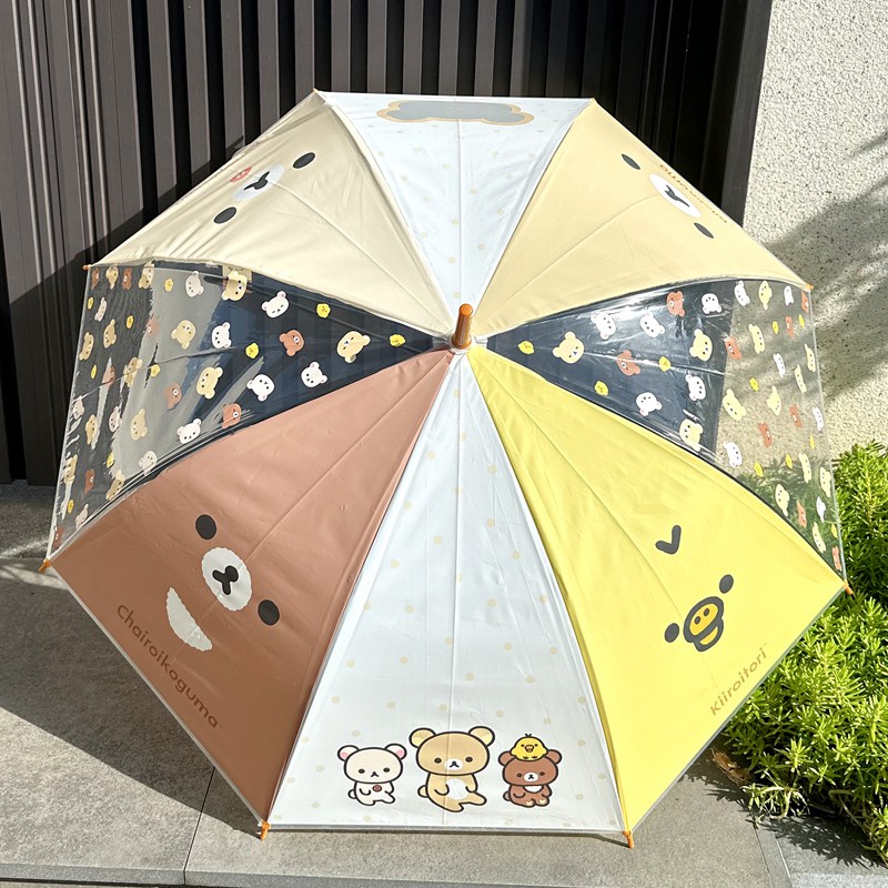 轻松熊卡通透明直柄伞大伞面防雨图片