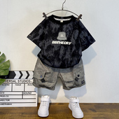 洋气儿童衣服2026新款 套装 时髦中大童夏季 薄款 潮 男童夏装 童装 短袖
