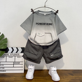 两件套2026新款 童装 洋气儿童短袖 套装 帅宝宝炸街休闲衣服 男童夏装