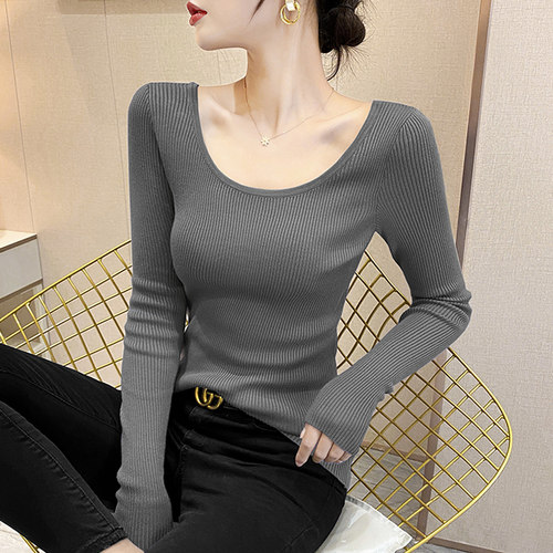 低领针织打底衫秋冬高级感毛衣