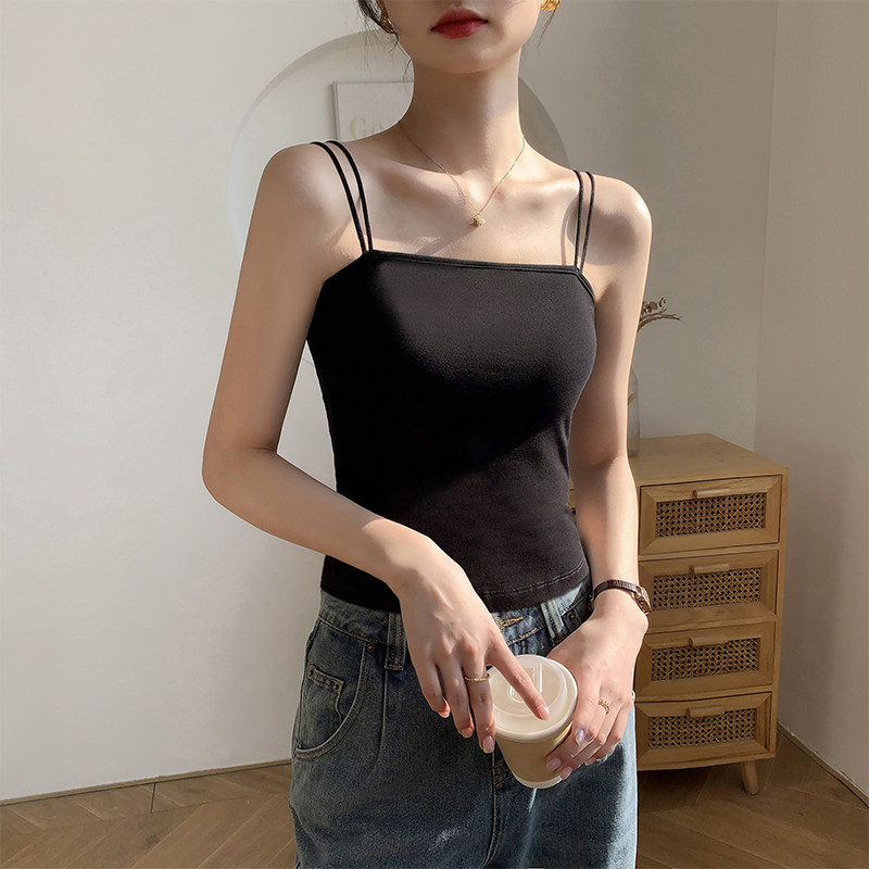 纯棉黑色小吊带背心女内搭2026新款春季美背带胸垫一体遮副乳上衣,女装/女士精品,背心吊带,淘宝优惠券,粉丝福利购,淘宝优惠卷