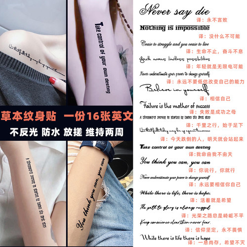 纹身贴草本不反光洗不掉搓不掉