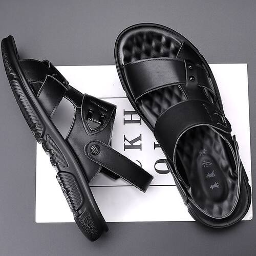 凉鞋男2026新款头层牛皮男士休闲沙滩鞋真皮透气拖鞋厚底大码鞋子