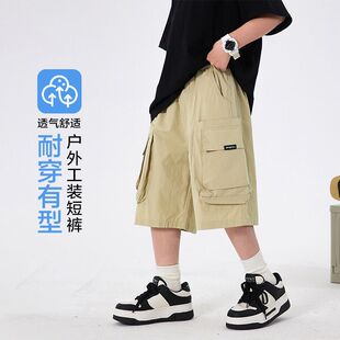 青少年宽松薄裤 男童夏季 2026新款 短裤 子 户外运动直筒五分工装