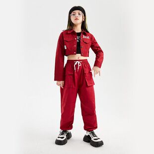 女童爵士舞服装酷帅少儿hiphop时尚模特走秀潮服女孩炸街童装