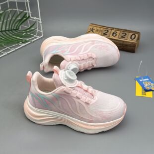 慢跑鞋女童鞋夏季2026新款双网透气运动鞋旋转纽扣女孩跑步鞋