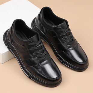 真皮运动休闲男鞋头层牛皮手抓纹轻便男式休闲单鞋百搭防滑鞋子男