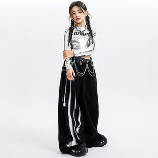 女童爵士舞演出服嘻哈潮酷时髦皮衣套装少儿模特走秀表演服装女孩