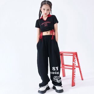 少儿爵士舞服装女童露脐流行舞舞蹈演出服套装女孩jazz表演服