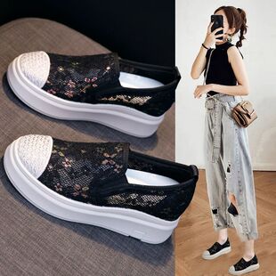 渔夫鞋女2026夏季网面透气女鞋套脚懒人乐福鞋一脚蹬网鞋薄款单鞋