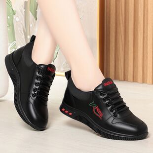 女鞋2026新款夏季系带软底小白鞋大码透气百搭休闲低跟鞋子