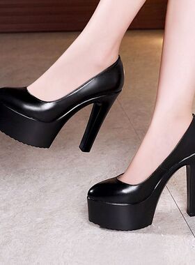高跟13cm细跟浅口旗袍模特T台走秀鞋女厚底防水台职业女鞋
