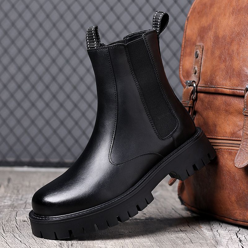 切尔西马丁靴男款英伦风2025秋冬季高帮鞋真皮厚底ins潮烟筒中靴