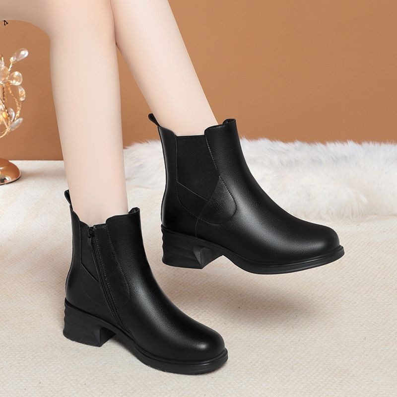 短靴女2025新款马丁靴秋冬靴子皮鞋切尔西靴烟筒靴妈妈鞋棉鞋