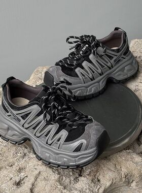 6CM厚底机能风时尚老爹鞋女2026新款百搭休闲鞋户外运动系带鞋