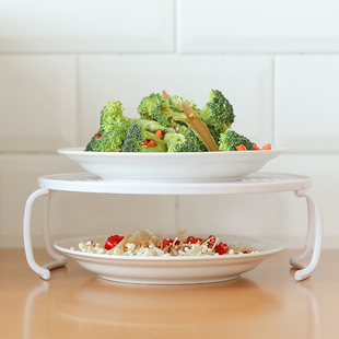 可折叠圆形碗碟架多功能微波炉加热分层蒸架托盘置物架厨房桌面