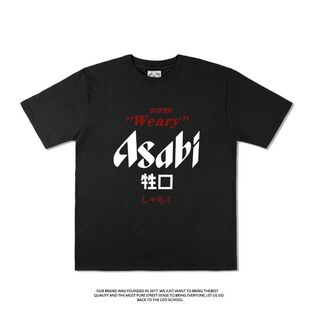 日本朝日麒麟啤酒恶搞牲口t恤夏男女复古宽松休闲短袖衣服日系夏