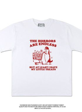 THE HORRORS ARE ENDLESS趣味英文短袖T恤夏季纯棉半袖潮男女