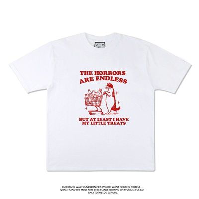 THE HORRORS ARE ENDLESS趣味英文短袖T恤夏季纯棉半袖潮男女
