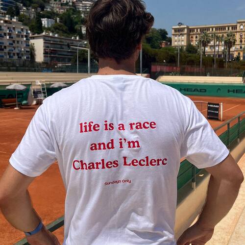 life is Sarace and i'm Charles Leclerc趣味英文短袖T恤夏纯棉