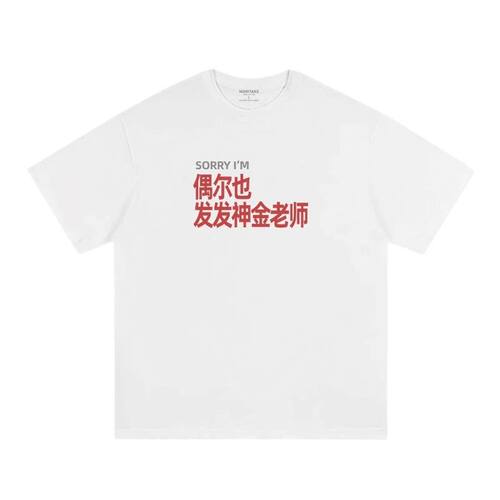 NORITAKE 灰红偶尔也发发神金老师趣味男女纯棉夏季短袖T恤