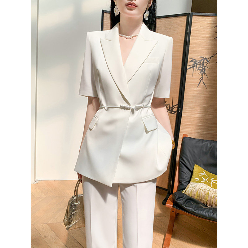 白色西装套装女高端定制设计感夏季薄款高级感职业气质新中式西服