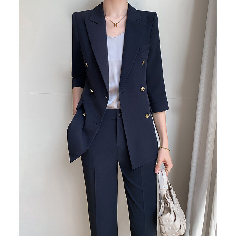 休闲西装套装女夏季薄款职业正装气质高级感小个子工作服高端西服