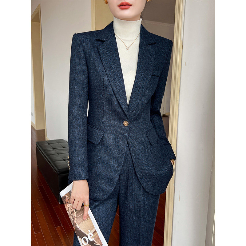 毛呢西装套装女高端定制设计感职业正装阔腿裤休闲高级感西服外套