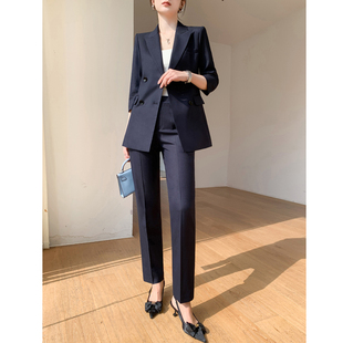 夏季西装套装女薄款高级感职业气质七分袖通勤小个子休闲工作西服