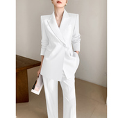 白色西装 休闲西服外套 名媛气质阔腿裤 套装 女春秋冬高级感职业正装