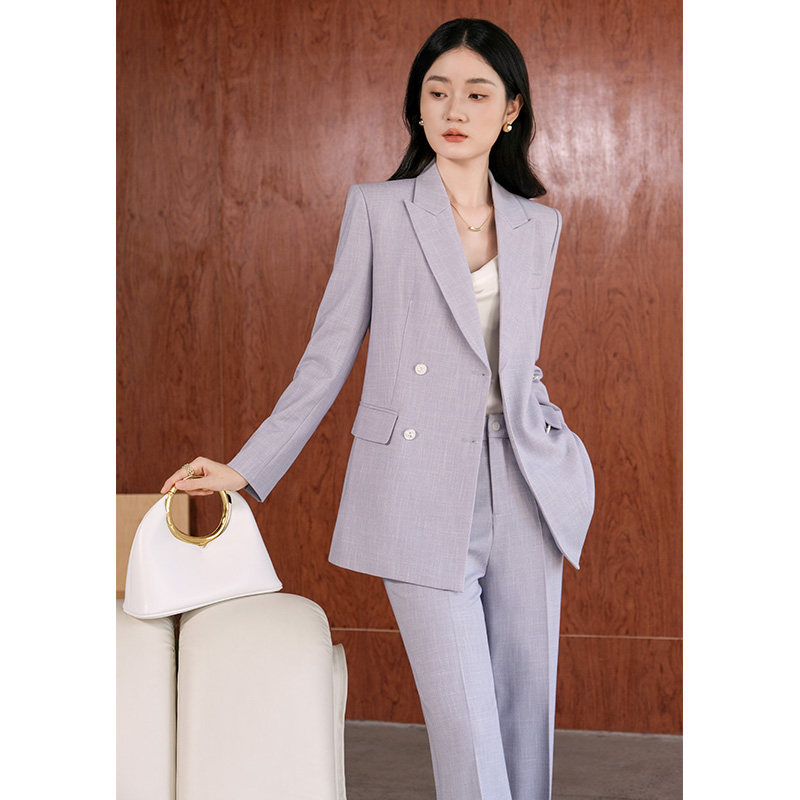 紫色西装套装女高级感轻奢风职业正装气质名媛阔腿裤休闲西服外套